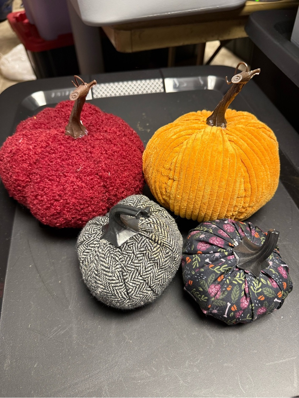 Set of 4/ plush faux pumpkins